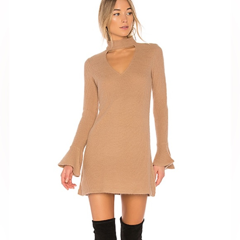 SAYLOR Camel Knit Sweater Dress